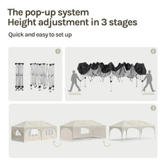 WOLTU folding pavilion gazebo height adjustment in 3 stages, pop-up frame diagram