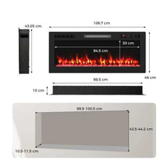 Electric fireplace insert dimensions diagram with black front unit