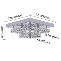 Crystal ceiling chandelier dimensions: 27cm x 27cm x 14cm, chrome frame