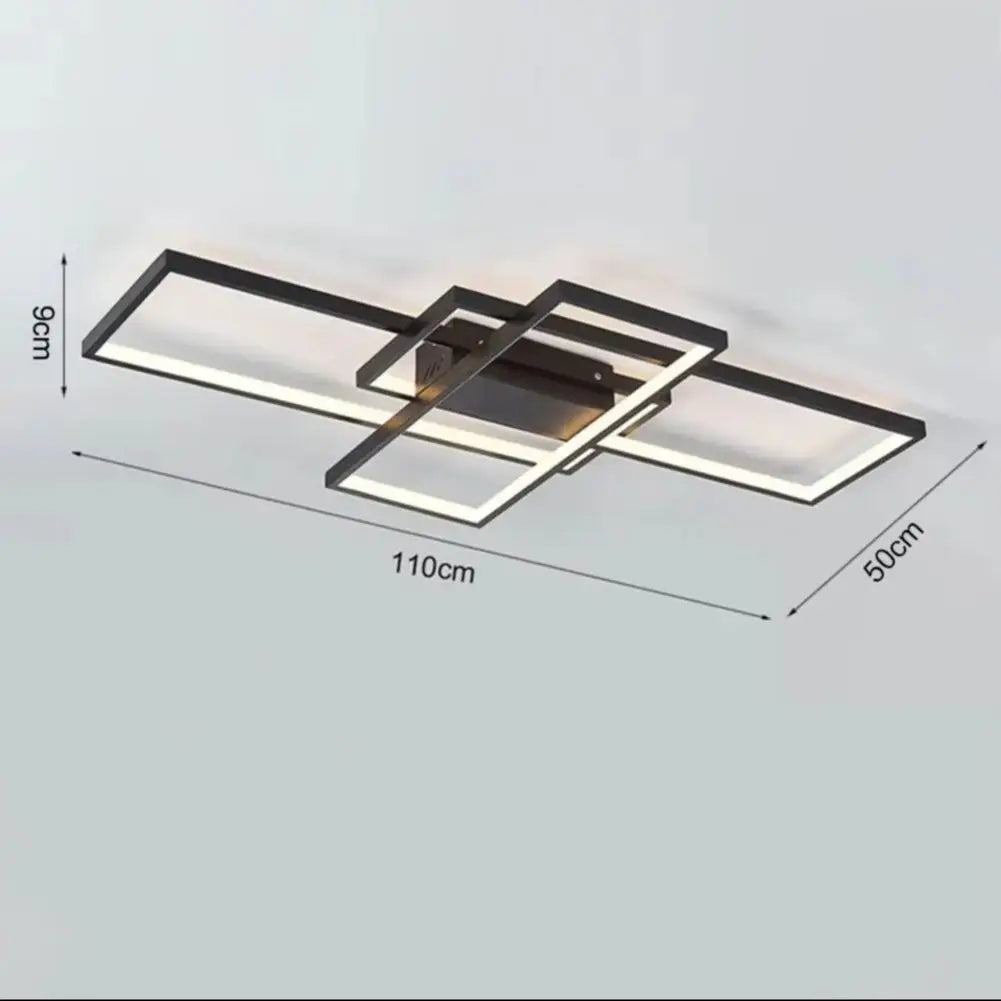 Rectangular LED ceiling chandelier dimensions: 110cm wide, 95cm long, 9cm high