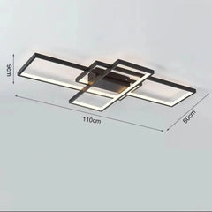 Rectangular LED ceiling chandelier dimensions: 110cm wide, 95cm long, 9cm high