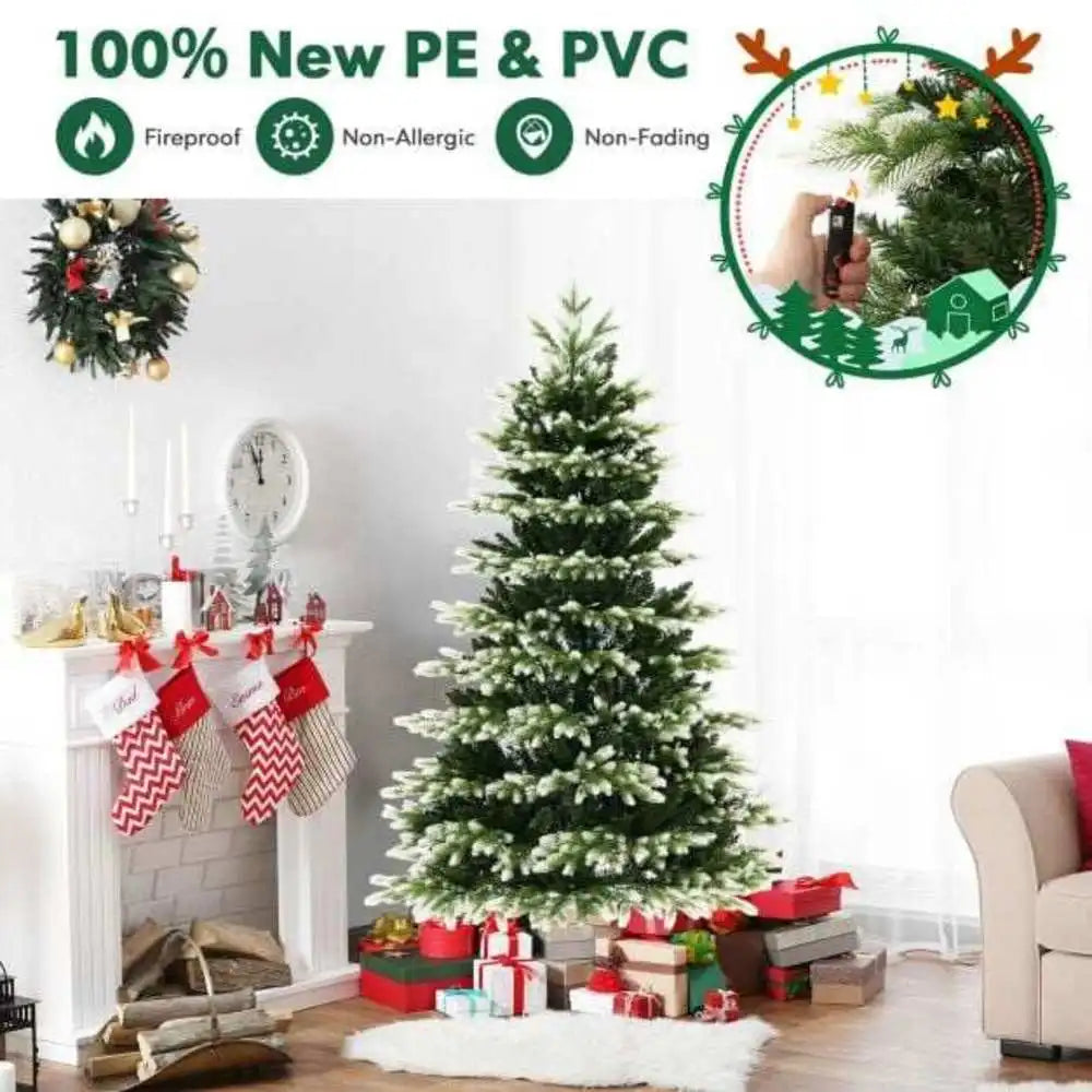 Artificial Christmas tree with dense green needles and sturdy metal stand