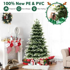 Artificial Christmas tree with dense green needles and sturdy metal stand