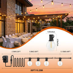 Outdoor globe string lights with UK plug, round bulbs and dimmable controller