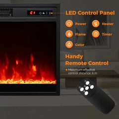 LED control panel with buttons and included remote control for electric fireplace