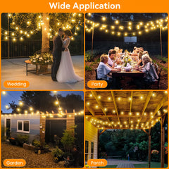 Outdoor globe string lights with warm bulbs for garden, party, and porch setups