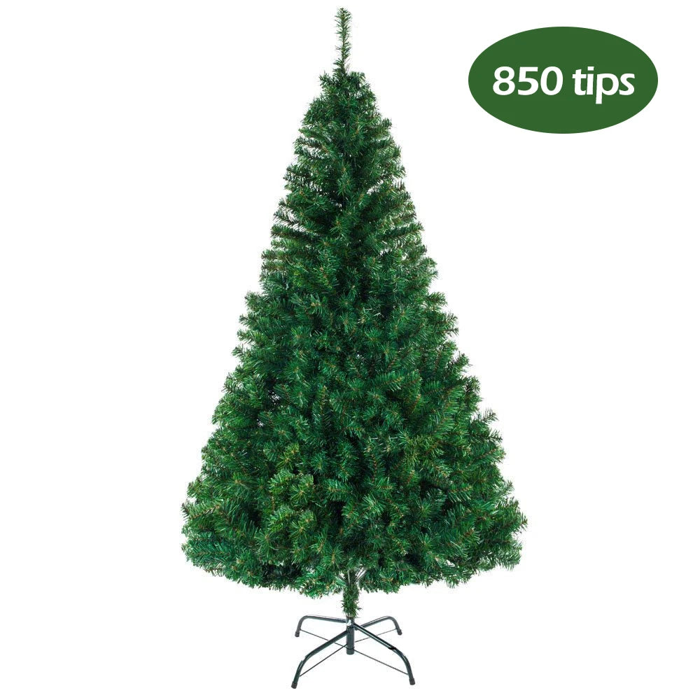 Green 5.5 ft artificial Christmas tree with dense branches and metal tripod stand