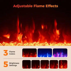 Close-up of adjustable flame effect with red, blue, and purple color options