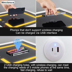 Cream white bedside table featuring USB charging holes and wireless charging zone