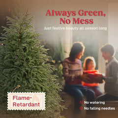 Artificial full spruce Christmas tree with dense green branches
