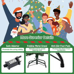 Artificial Christmas tree accessory diagram: folding metal stand and anti-slip foot pads