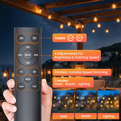 Remote control for dimmable outdoor globe string lights with 3 brightness modes