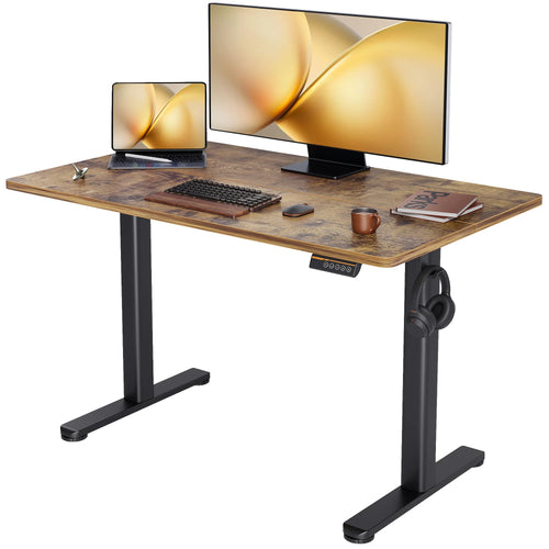 Claiks Standing Desk 120x60cm Height Adjustable Desk with Hooks and Memory Smart Pannel, Home Office Electric Standing Desk