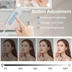 LED light control with button panel for adjusting brightness and light color