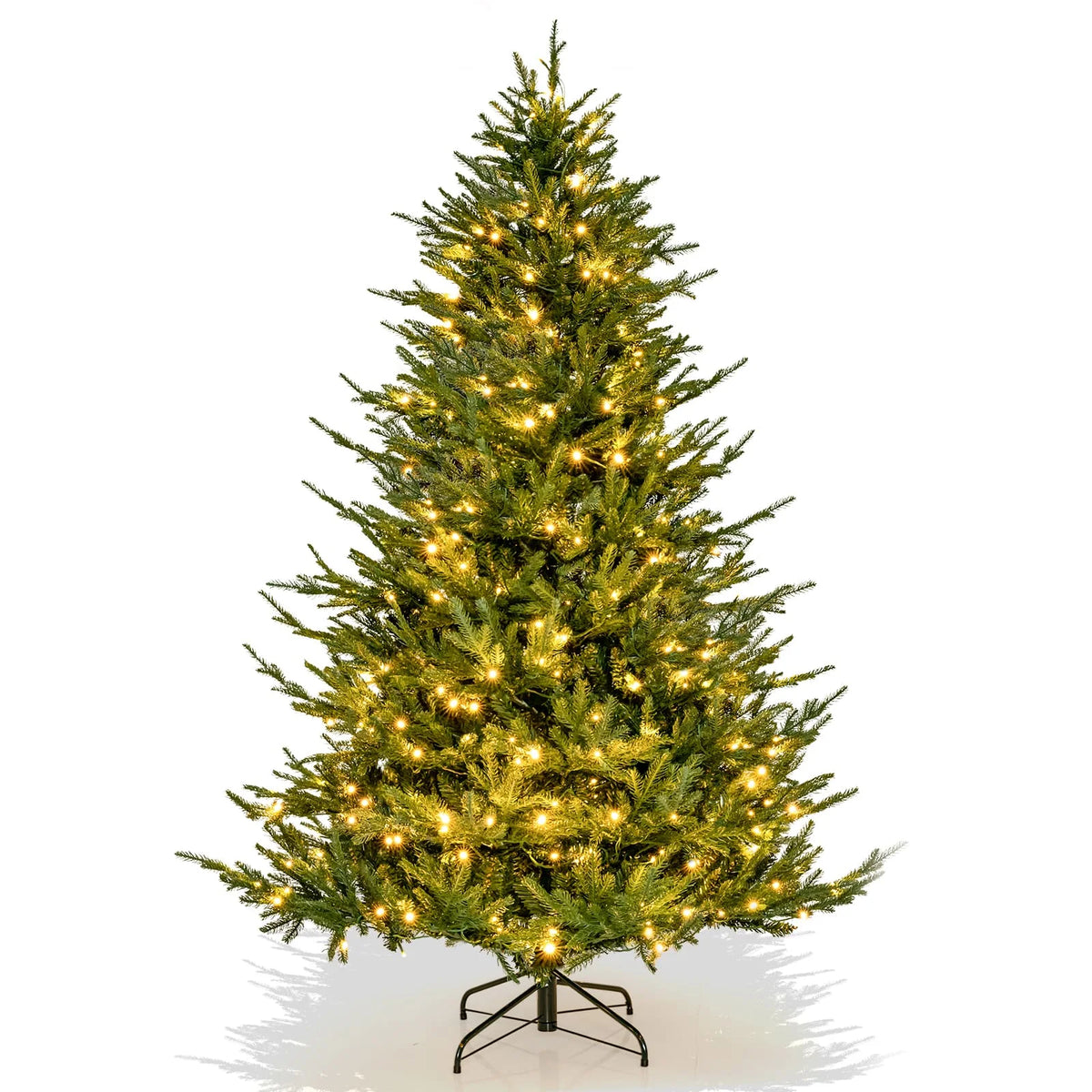 Pre-lit hinged artificial Christmas tree, light green needles with warm white lights