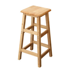 Natural wood square bar stool with flat seat and angled footrest