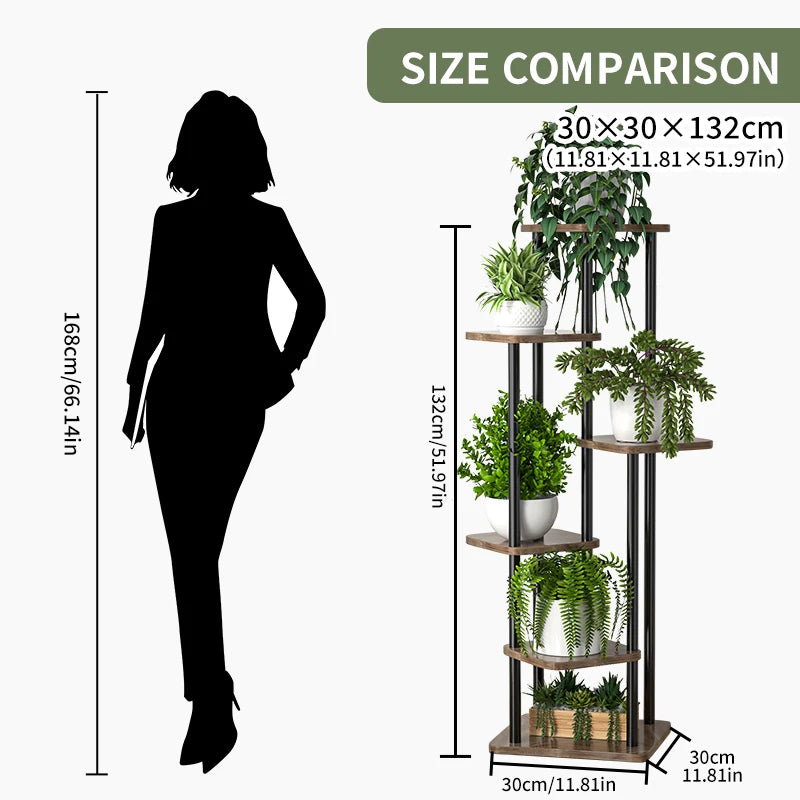 Multi-tier plant stand size comparison with 30x30 cm footprint
