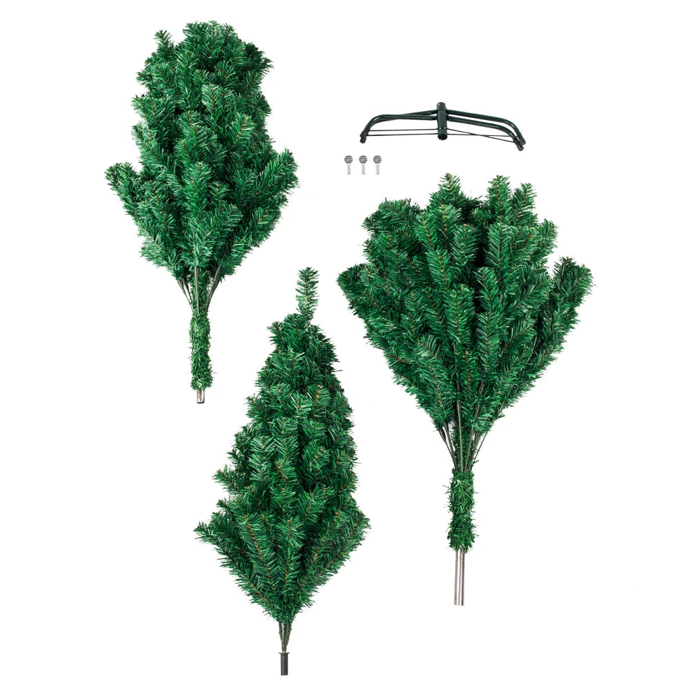 Artificial Christmas tree section set with three bundled green branch clusters
