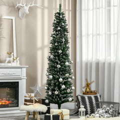 HOMCOM artificial snow-dipped Christmas pencil tree, green with white flocked tips