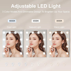 LED vanity mirror bulbs with three adjustable light temperatures