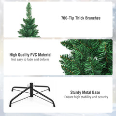 Green artificial Christmas tree with dense PVC tips and metal base