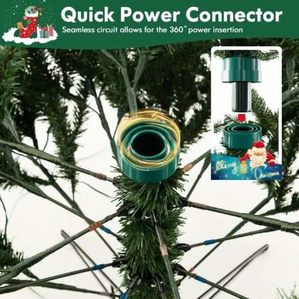 Artificial Christmas tree branch with quick power connector for lights
