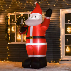 Inflatable Santa Claus outdoor decor, red suit with green gift bag and LED lights