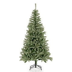 Artificial Christmas tree with green branches and black metal folding stand